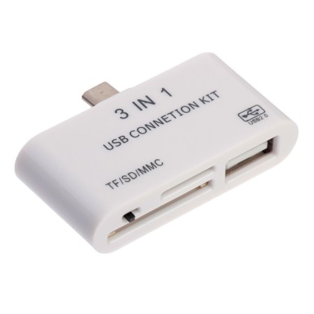 Cartridder -otg Luazon LNCR-100, MicroUSB adapter, USB, Microsd, SD, white-1