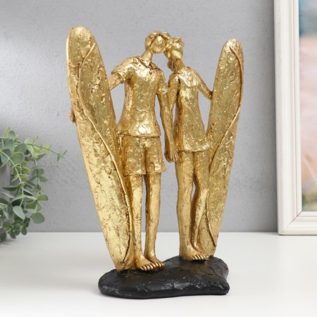 Polystone souvenir "Matter surfing" gold 26x23.5x12.5 cm-1
