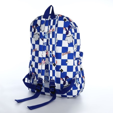 School backpack from textiles on lightning, 3 pockets, blue color-3