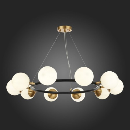 Suspended EVOLUCE lamp. Sle220403-10. Forli. 10x60 watts, E27, 90x90x18 cm, black color, brass-2
