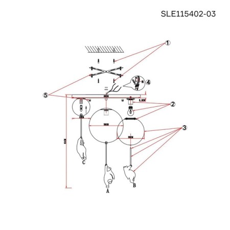 Ceiling EVOLUCE lamp. Sle115402-03. Modena. 3x160 W, E27/G9, 50x50x61 cm, white color-5