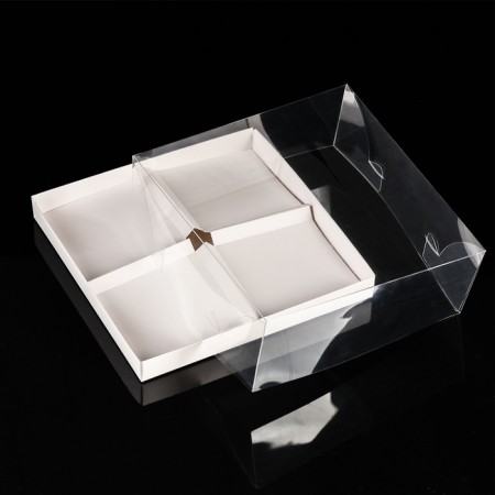 Box for mousse cakes 4 pieces, 17x17x6 white-3