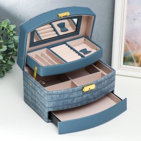 Casket to the leatherette for decorations chest "Blue python" Combined 13x15x21.5 cm-1