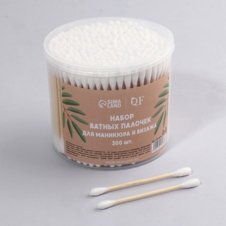 A set of cotton sticks, on a wooden basis, 7 cm, in a plastic organizer, 300 pcs-4