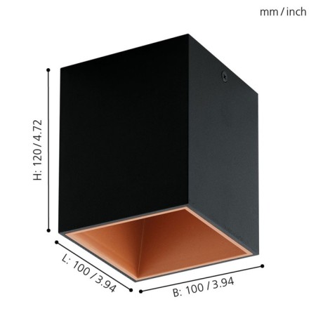 Lamp Polasso 1x3.3W LED Black 10x10x12cm-1