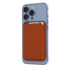 Cartholder for phone, leather, magsafe, brown