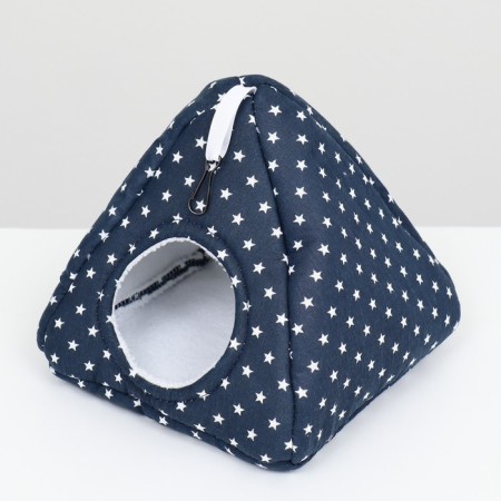 House "Wigwam" for rodents, 17*17*17 cm, calico, fleece, stars,-2