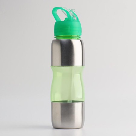 Bicycle bottle, 650 ml, Albi, with a drinker, 25 x 6 cm, green