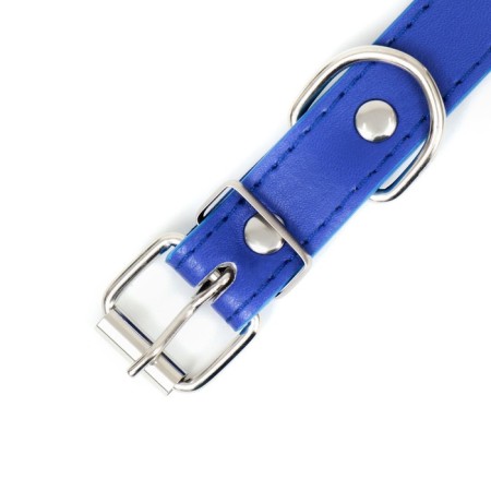 Collar "Lyon" with spikes 45 x 2 cm, Osh 34-40 cm, artificial leather, blue-4