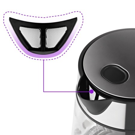 Electric kettle KitFort KT-6118, glass, 1.7 l, 2200 watts, backlight, silver-2