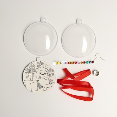New Year's set for creativity. Fir -tree ball with coloring “New Year! Bear"-3