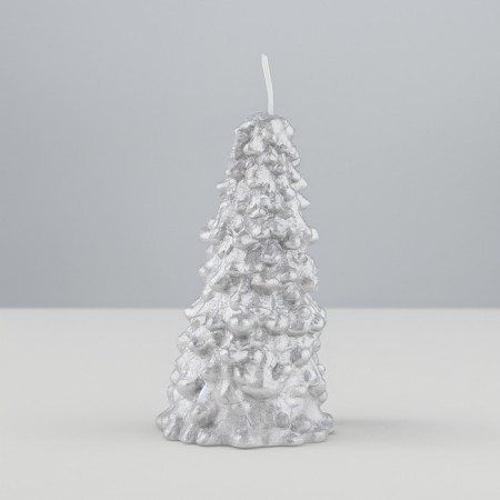 New Year's candle "Christmas tree" 10x5cm, silver-1