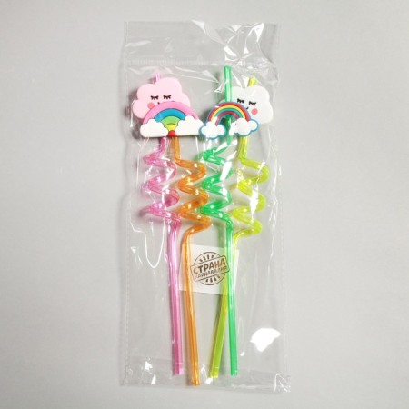 Pipe for cocktail "Clouds and Rainbow" set 4 pcs, color mix-2