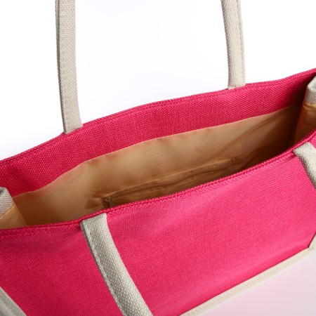 Bag beach without fasteners, milk/raspberry color-2