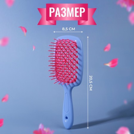 The comb is massage, wide, ventilated, 8.5 × 20.5 cm, PVC box, blue/pink color-3