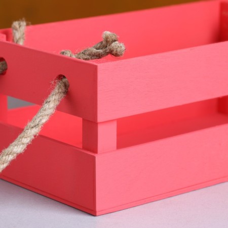 Wooden Kashpo 24.5 × 13.5 × 9 cm "Toroshka light" rheck, handle rope, pink give beautifully-3