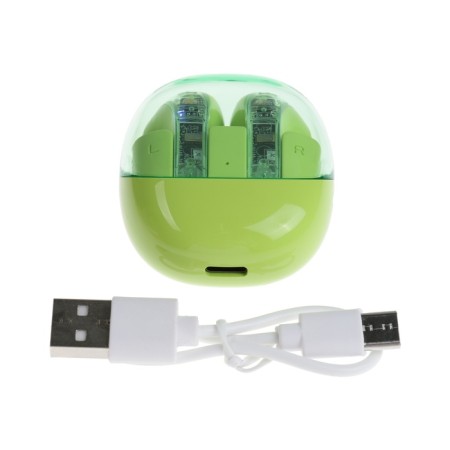 Wireless headphones R20, TWS, inserts, BT 5.3, 30/200 mAh, noise reduction, green-6