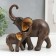 Souvenir Polystone "Elephant African Brown with Elephant" Golden ears 17.5x17.5x8 cm