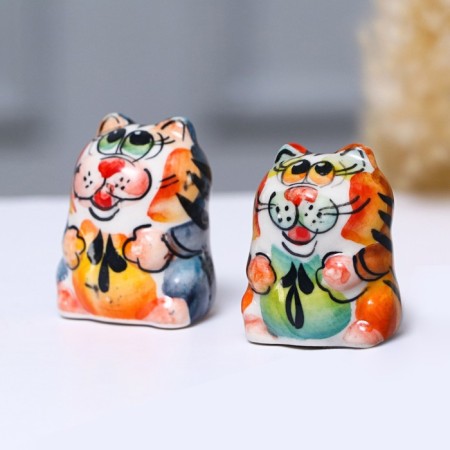 Souvenir "Satisfied Cat", 3 cm, color, gzhel.-6