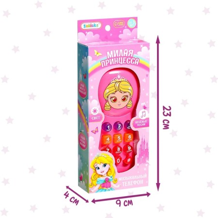 Musical phone “Little Princess”, light effects, Russian voice acting, works from batteries-5