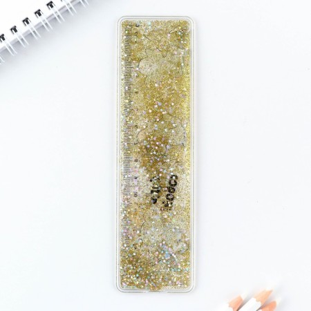 Ruler - shaker with sparkles "Be yourself!", 15 cm-1