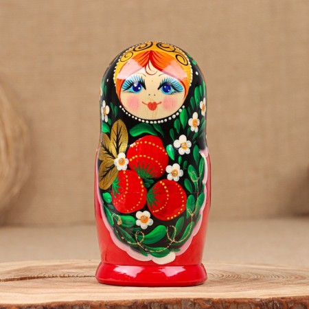 Nesting doll "Vika", black dress, 5 doll, 16 cm-2