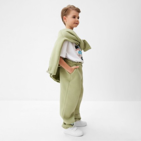 Children's pants Minaku: Crush, olive color, height 110 cm-7