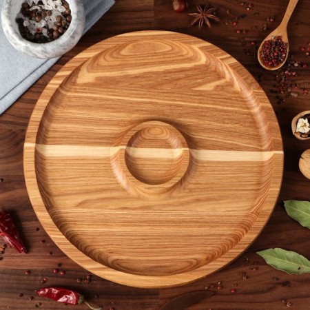 Menzhitsa Wooden "Slavyanskaya", 30 cm, with a cutting board and a saucer, an array of ash