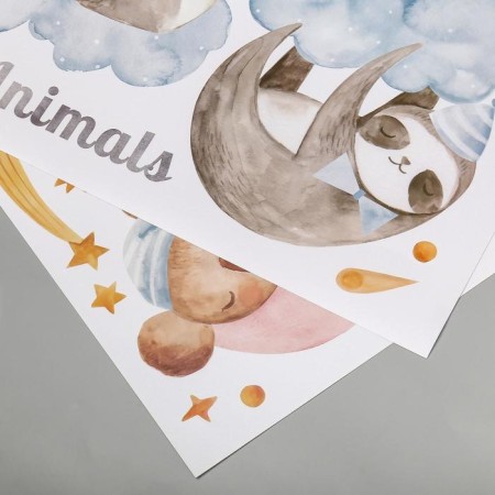 Interior plastic sticker "Sleeping animals" 30x90 cm 2 sheets-2