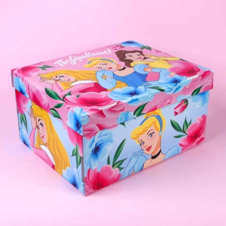 Gift box with a lid, folding "Congratulations" 31x25.5x16 cm, princesses-5