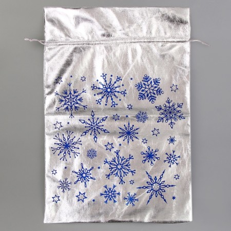 Gift bag of Santa Claus "Snowflakes", silver, 60 x 40cm-4