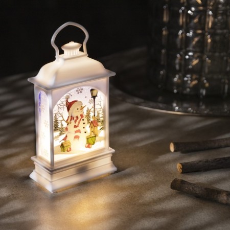 LED figure "Lantern with a snowman" 7 × 13 × 3.5 cm, plastic, batteries AG13x3, glow warm white