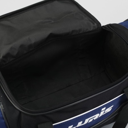Sports bag with lightning, 3 outer pockets, long belt, black/blue color-4