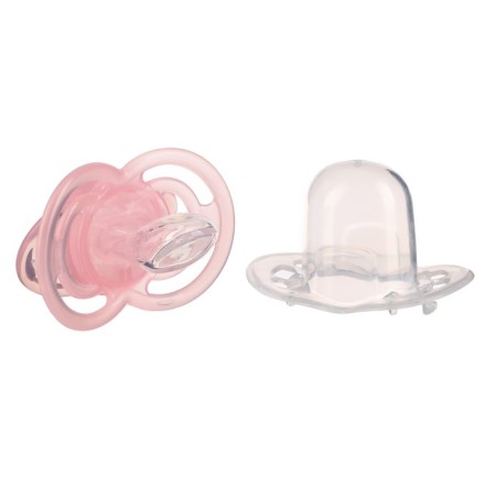 Nipple is an orthodotynic dummy, with a cap, +12 months, pink-2