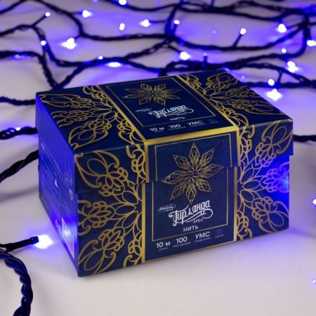 Garland "thread" 10 m, IP44, UMS, dark thread, 100 LED, glow blue, 220 V-6