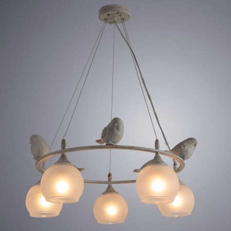 Gemelli chandelier, 5x60W E27, white-golden color-1