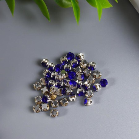 Crystal rhinestones in the DACs "Astra" 4 mm, 50 pcs/pack, silver/blue-2
