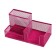 Standard for stationery trifles 3 compartments mesh metal pink