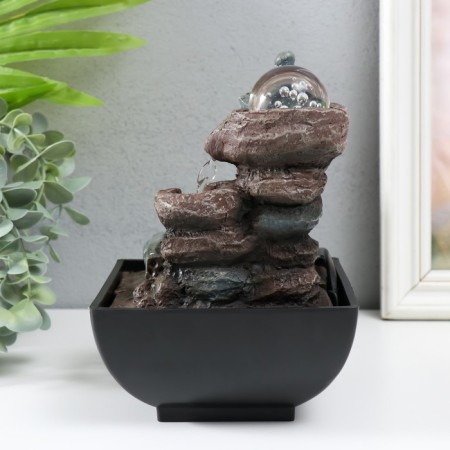 The desktop fountain from the network, backlight "Chinese house on the rock" 18.5x13x13 cm-3