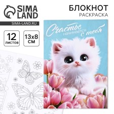 Блокнот раскраска 12 листов, 130х180  "Котик"