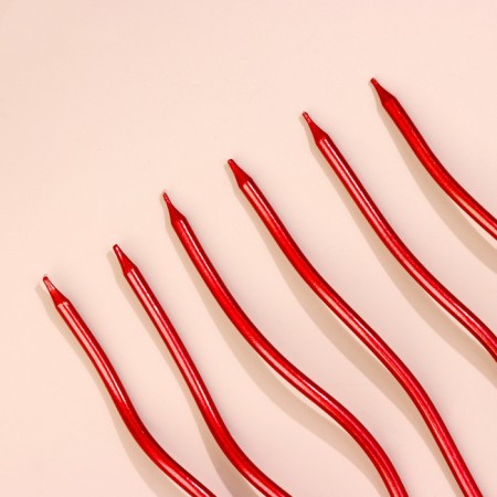 Candles for cake twisted "serpentine" 6 pcs, cocktail, ruby-2