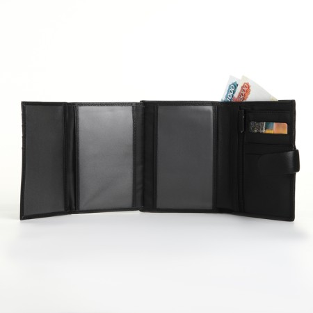 Male purse on the button, department for auto documents, black color-7