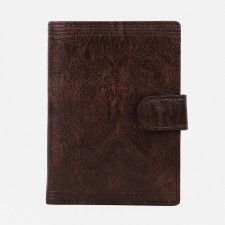 Male purse on the button, 3 in 1, for auto documents, passports, cards, bills, brown color