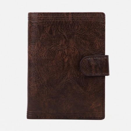 Male purse on the button, 3 in 1, for auto documents, passports, cards, bills, brown color