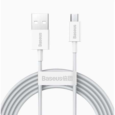 Baseus cable, microUSB - usb, 2 a, tpe braid, 1 m, white-1