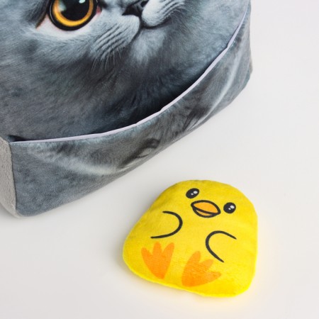 Baby backpack for a girl "Kotik" with a chicken-4