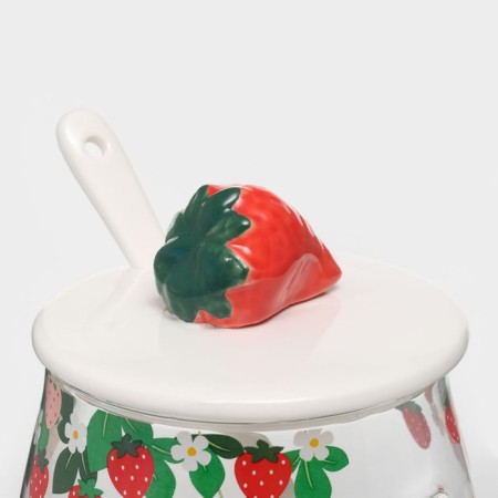 Glass mug with a ceramic lid and a spoon "Berry", 500 ml-6