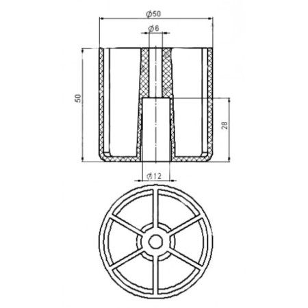 Tundra support for screws No. 4, n = 50 mm, black-2