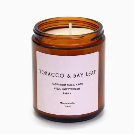 Candle in the aromatic bank "TOBACCO & Bay Leaf", needles, cedar, tobacco, 250 ml-5