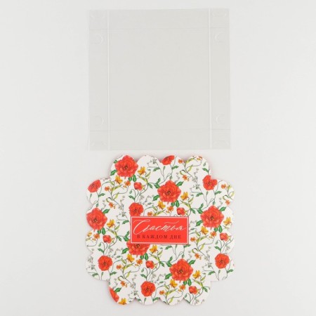 Cookie box, confectionery packaging with PVC lid, “happiness in every day”, 13 x 13 x 3 cm-4